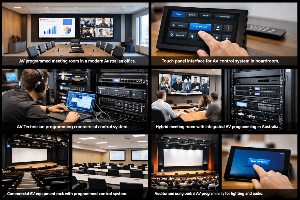 AV-programmed meeting room in Australian office