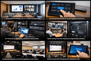 AV-programmed meeting room in Australian office