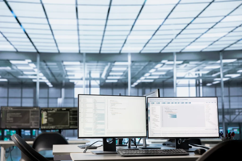 AV system integration setup with control panel camera and conferencing equipment