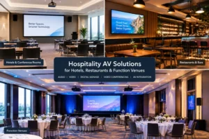 Hospitality AV solutions for hotel conference rooms, restaurants, bars and function venues.